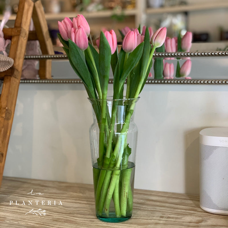Decena de tulipanes en florero (6762462904514)